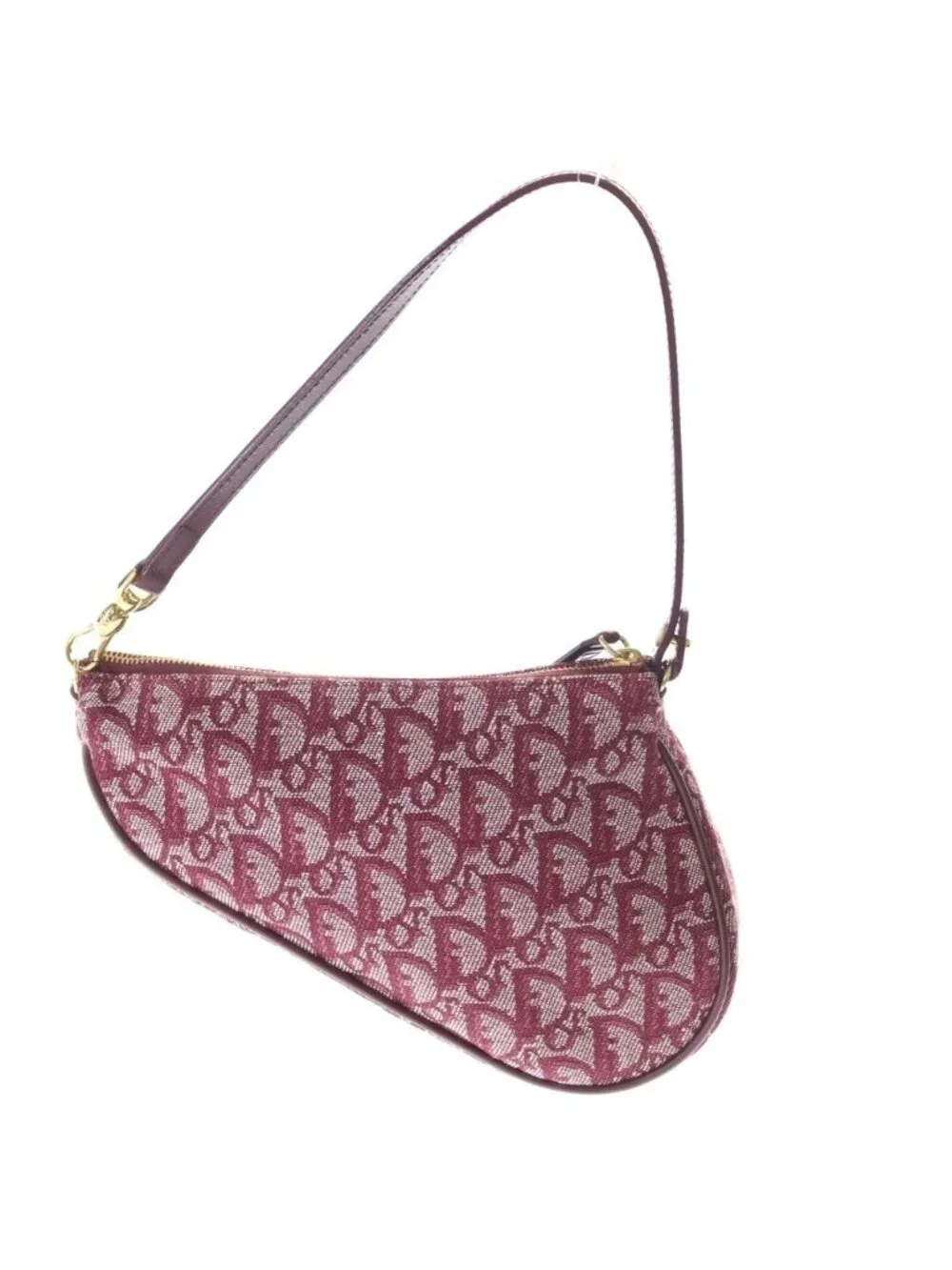 Dior Trotter Saddleback Mini Handbag Pouch Bordeaux Wine Red Leather Gold